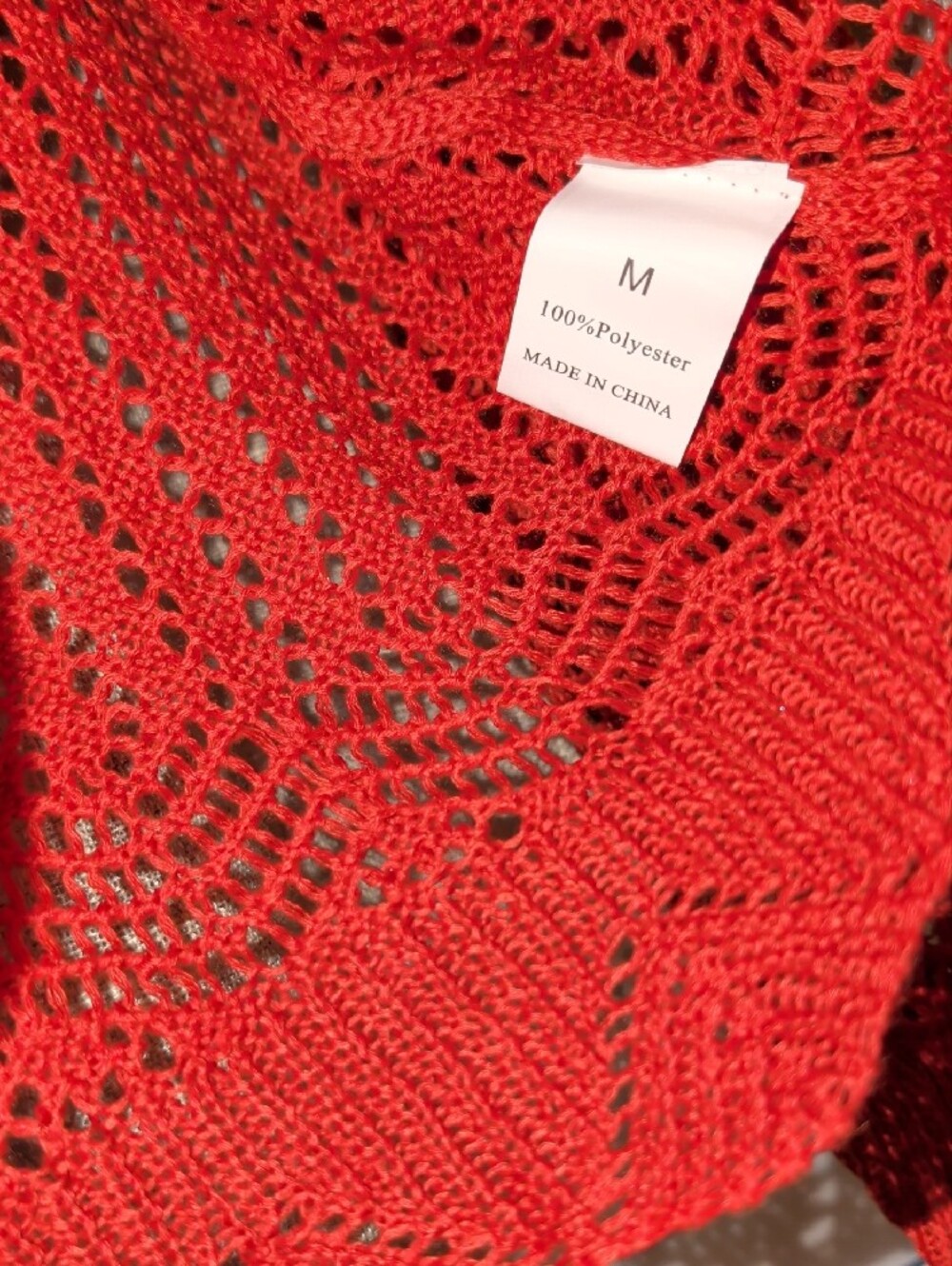 Open-Knit V-Neck Sweater - Rust Orange - Picture 6 of 6